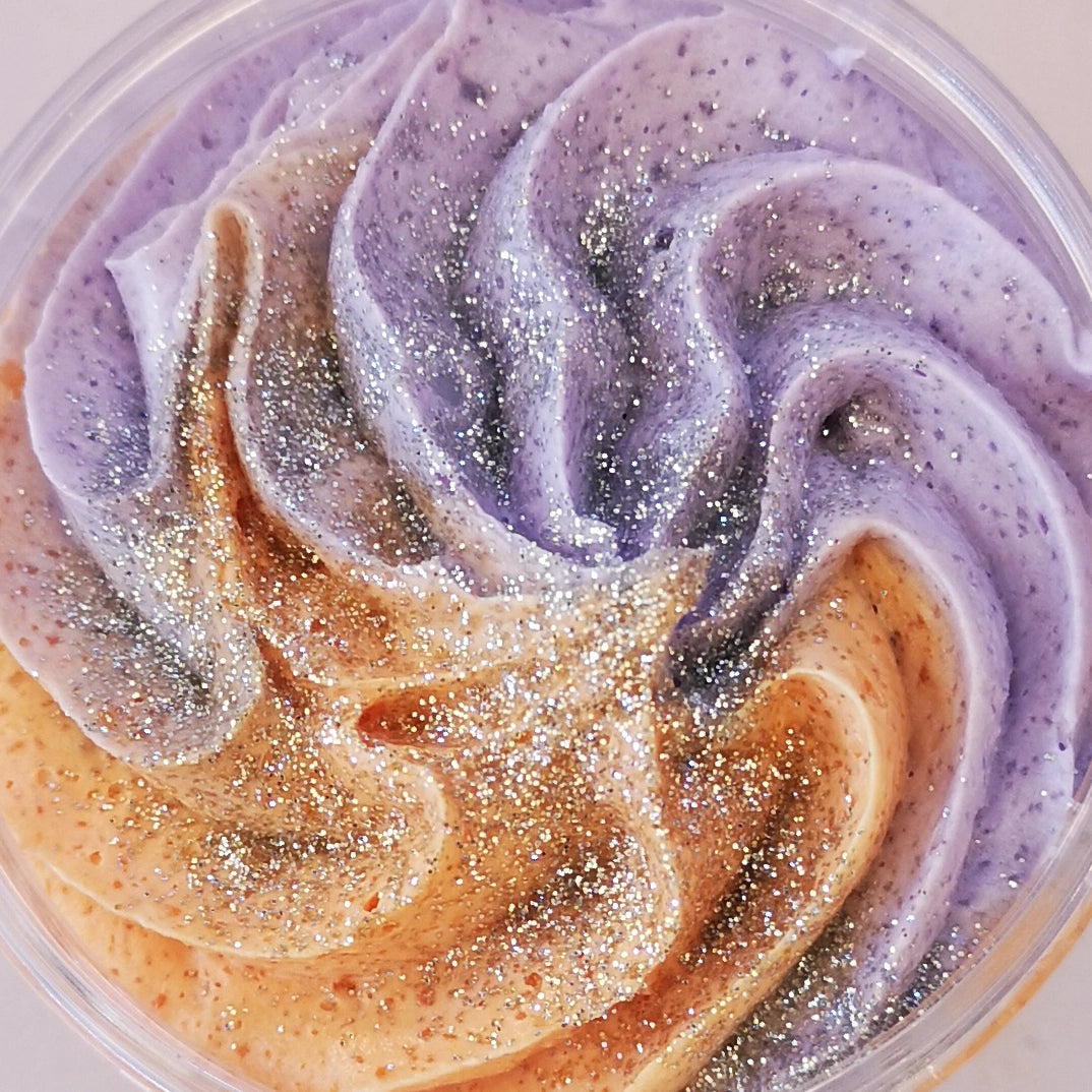 Purple and orange body scrub texture