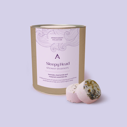 lilac shower steamers with kraft canister